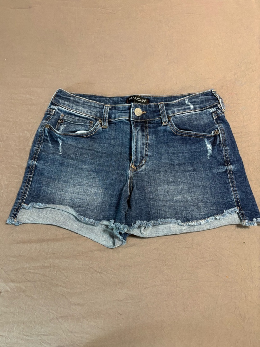 Dear John Dark Blue Distressed Denim Cutoff Shorts